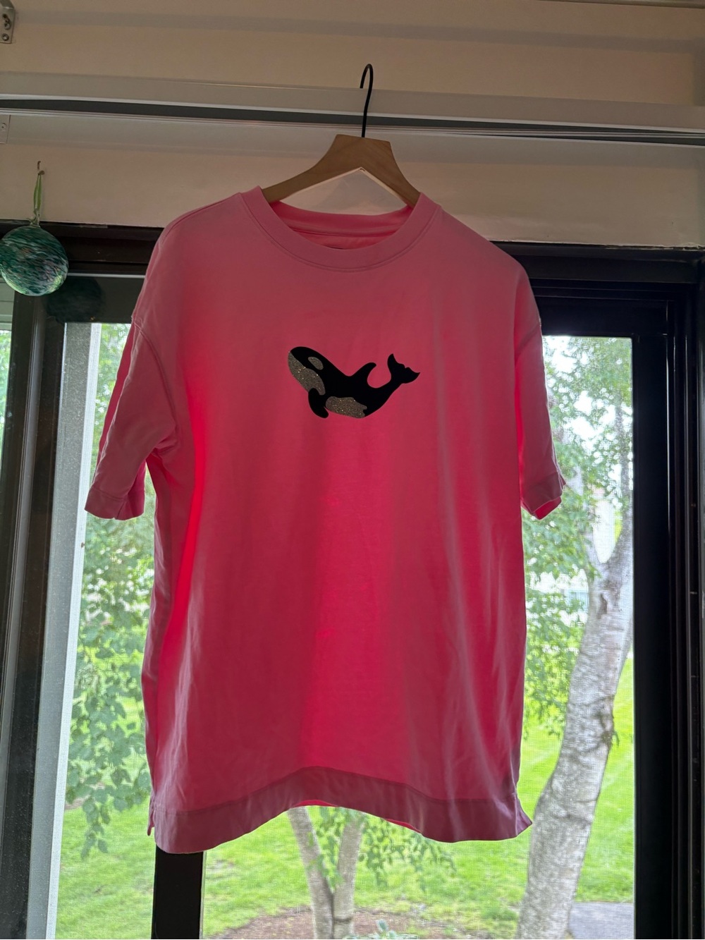 Handmade Orca GAP Pink Short Sleeve Tee with killer Whale Graphic